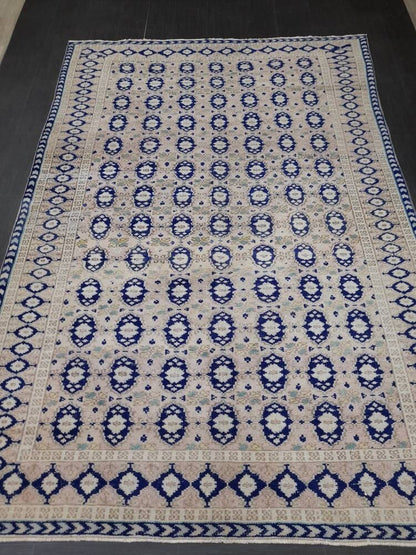 Vintage Turkish Rug, Vintage Navy 6.8 x 10 Rug, Oriental Rugs, Wool Rug, High Pile Vintage Rug, Hand Made Rug Persian Rug 7x10 rug