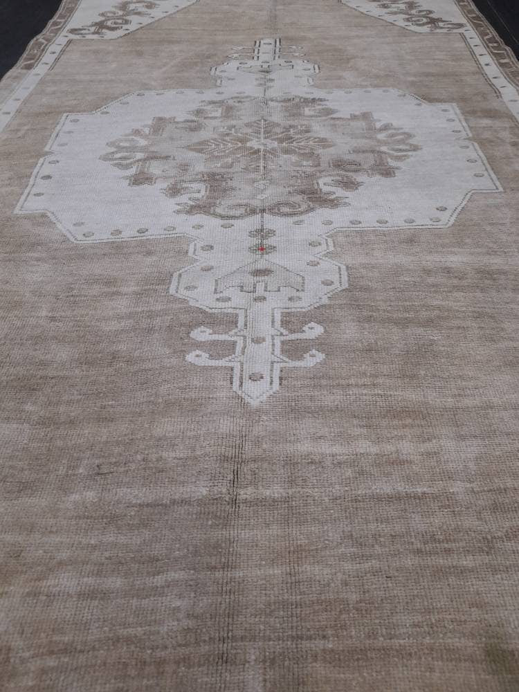Neutral VINTAGE RUG 4.6 X 10 TURKISH Neutral Fiber Rug Natural Wool Antique Rug Distressed Vintage Rug Dye Free Rug Hand Made Rug Kars Rug