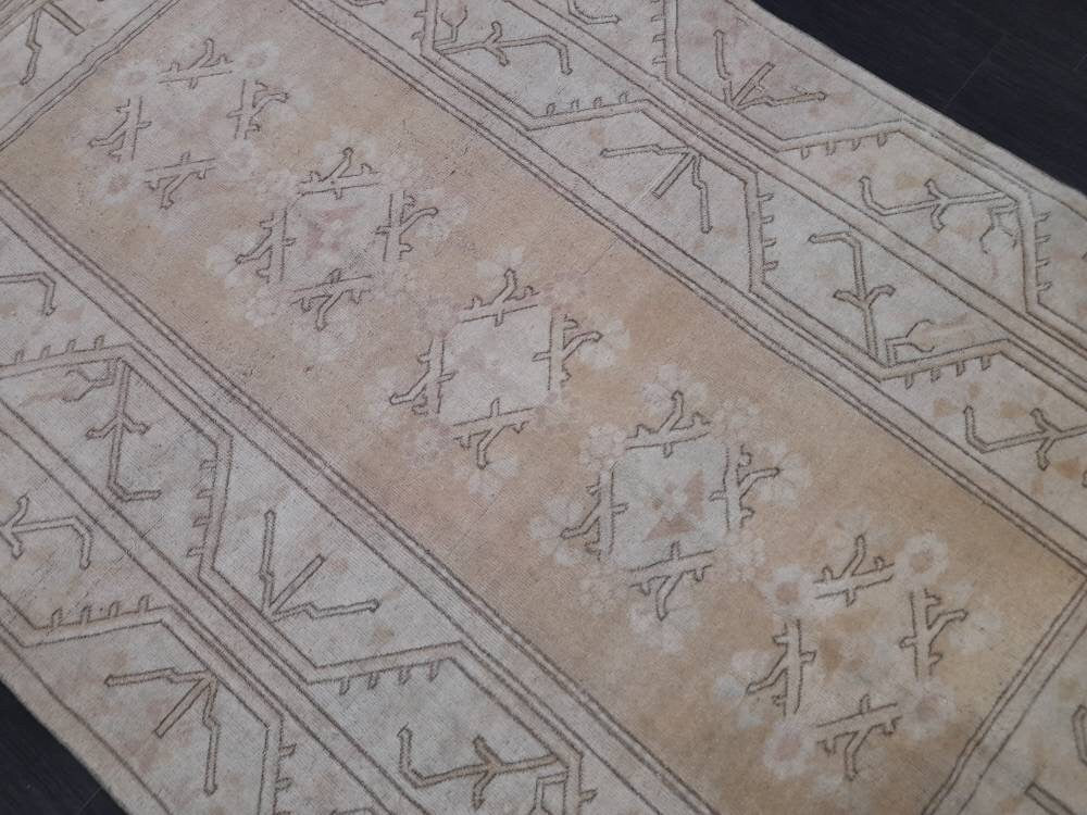 Muted Vintage RUG 5 x 8.6 muted Turkish Oushak Rug Antique Rug Vintage Blue Wool Muted Oriental Rug Hand Made Rug Hand Knotted Turkish Rug