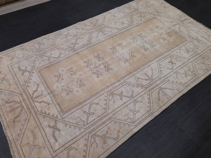 Muted Vintage RUG 5 x 8.6 muted Turkish Oushak Rug Antique Rug Vintage Blue Wool Muted Oriental Rug Hand Made Rug Hand Knotted Turkish Rug