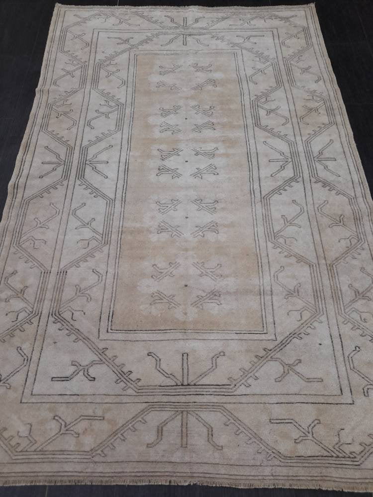 Muted Vintage RUG 5.2 x 8.3 muted Turkish Rug Antique Rug Vintage Wool Muted Oriental Rug Hand Made Rug Hand Knotted  Rug Wool on wool rug