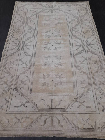 Muted Vintage RUG 5.2 x 8.3 muted Turkish Rug Antique Rug Vintage Wool Muted Oriental Rug Hand Made Rug Hand Knotted  Rug Wool on wool rug