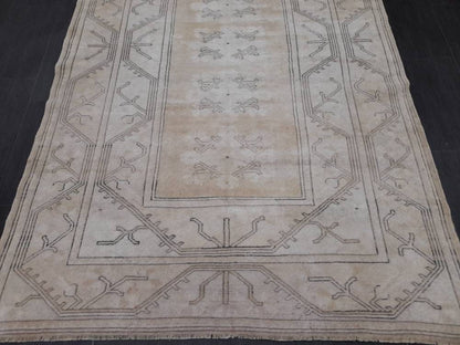 Muted Vintage RUG 5.2 x 8.3 muted Turkish Rug Antique Rug Vintage Wool Muted Oriental Rug Hand Made Rug Hand Knotted  Rug Wool on wool rug