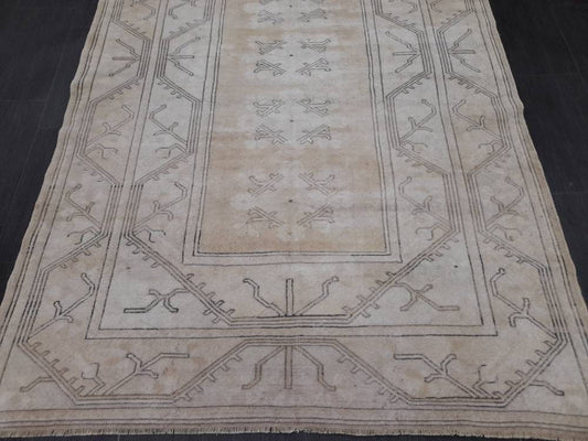 Muted Vintage RUG 5.2 x 8.3 muted Turkish Rug Antique Rug Vintage Wool Muted Oriental Rug Hand Made Rug Hand Knotted  Rug Wool on wool rug