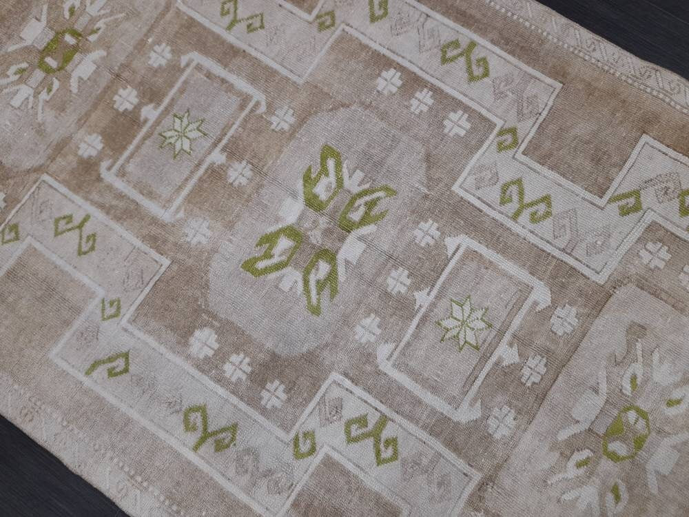 NEUTRAL Medium Pile Wool Turkish Rug 4.5 x 9 Rug, Muted Rug Muted Wool Oushak Rug Neutral Oriental Rug, Vintage Rug Muted Hand Made Rug