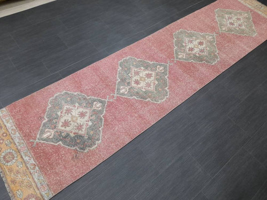 Oriental Runner Rug Turkish Runner Rug Vintage Runner Rug 2.6 x 10.7  Hallway Runner Rug Kitchen Runner Rug Wool Distressed Runner Rug