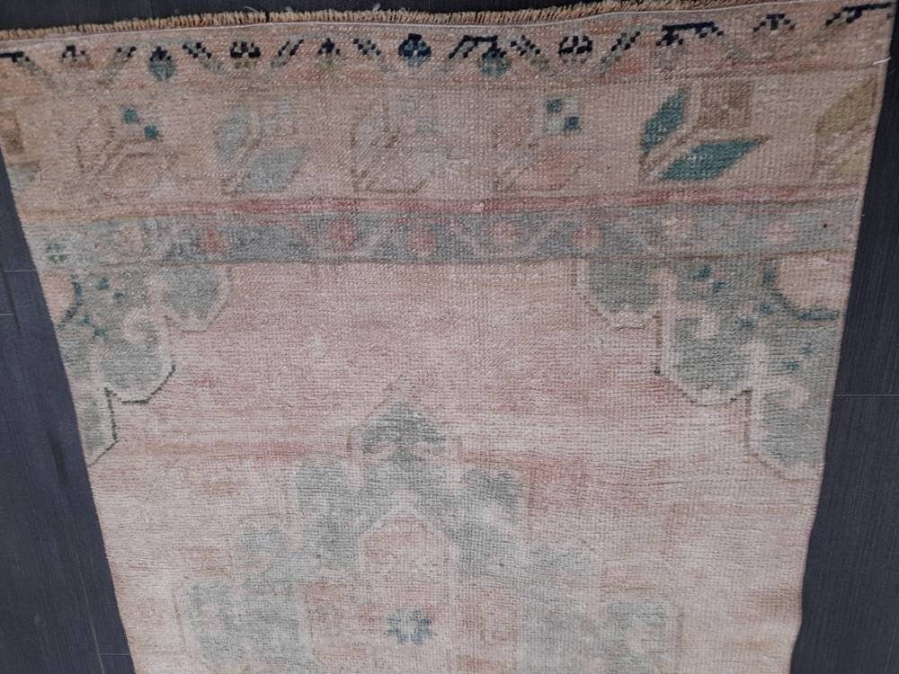 Hand Knotted Runner Rug Muted Turkish Runner Rug Vintage Runner Rug 2.6 x 12.8 Distressed Hallway Runner Kitchen Runner Rug Muted Runner Rug
