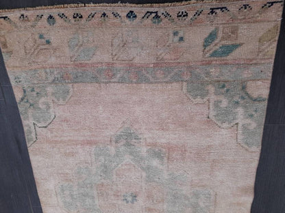 Hand Knotted Runner Rug Muted Turkish Runner Rug Vintage Runner Rug 2.6 x 12.8 Distressed Hallway Runner Kitchen Runner Rug Muted Runner Rug