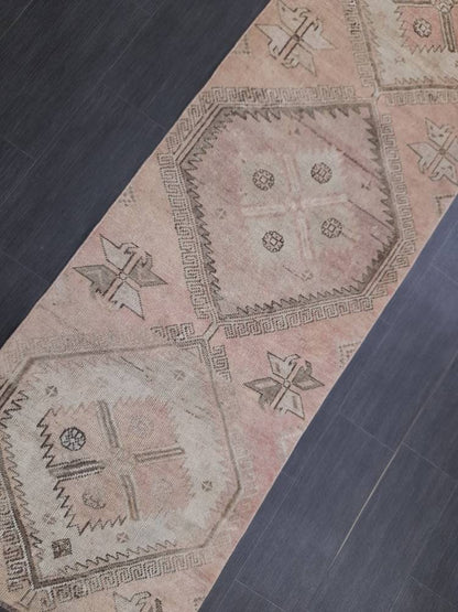 Oriental Runner Rug Muted Turkish Runner Rug 2.5 x 10.2 Vintage Runner Rug Hallway Runner Kitchen Runner Rug Wool Runner Rug Oushak Runner