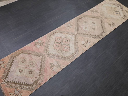 Oriental Runner Rug Muted Turkish Runner Rug 2.5 x 10.2 Vintage Runner Rug Hallway Runner Kitchen Runner Rug Wool Runner Rug Oushak Runner