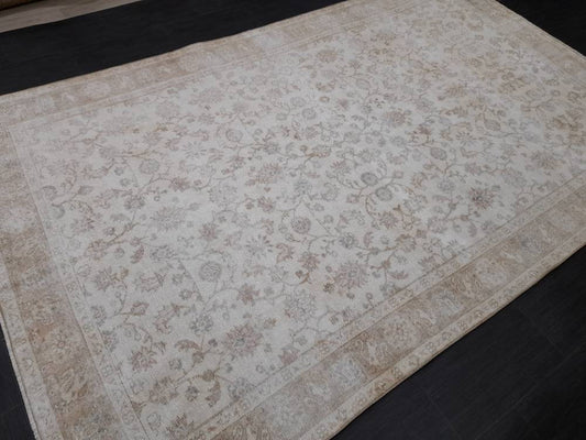 Muted Vintage RUG 6.3 x 10.2 TURKISH Rug Distressed Vintage  Rug Wool Oushak Rug Large Hand Made Rugs Vintage Turkish Rug 6x10