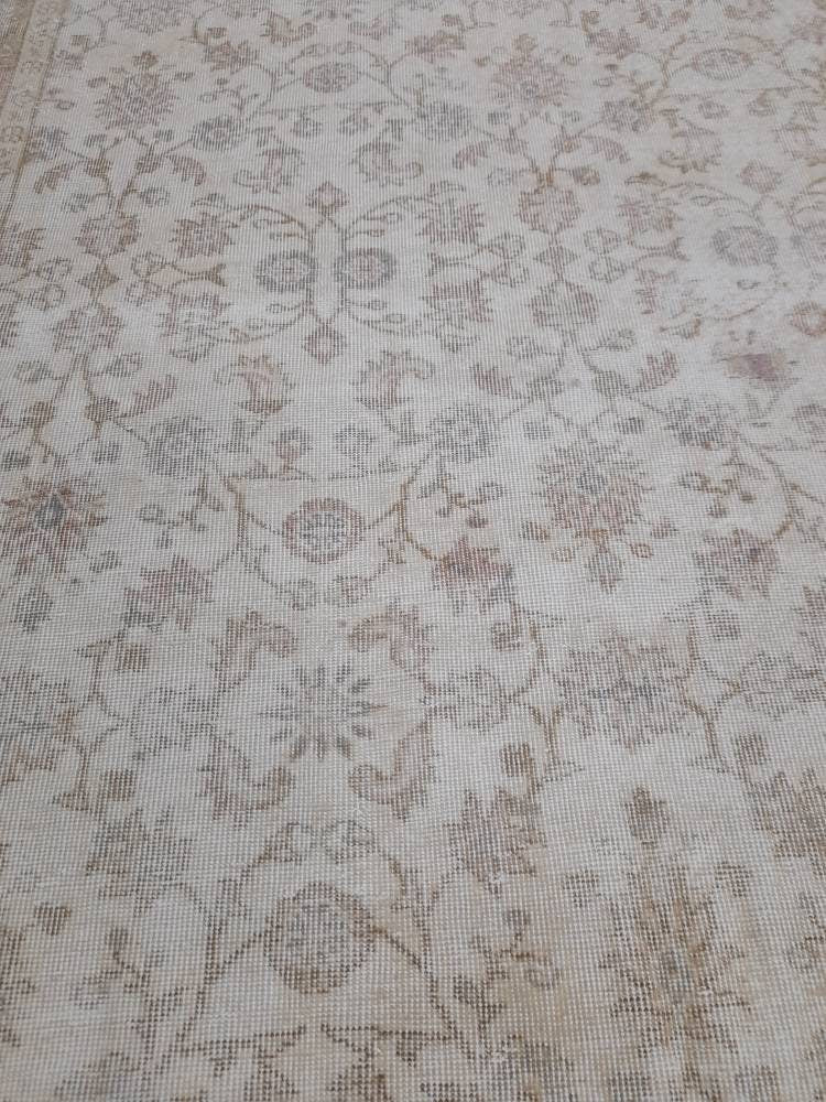 Muted Vintage RUG 6.3 x 10.2 TURKISH Rug Distressed Vintage  Rug Wool Oushak Rug Large Hand Made Rugs Vintage Turkish Rug 6x10