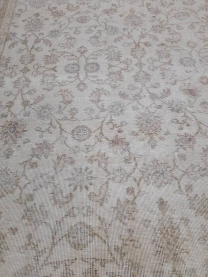 Muted Vintage RUG 6.3 x 10.2 TURKISH Rug Distressed Vintage  Rug Wool Oushak Rug Large Hand Made Rugs Vintage Turkish Rug 6x10