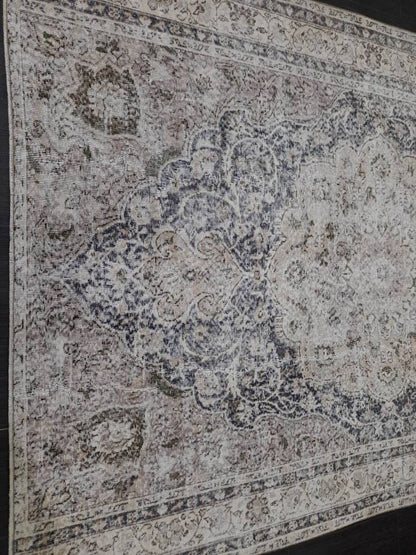 Distressed HAND Knotted Rug 6x8 Vintage Turkish Rug Oushak Rug Persian Rug Oriental Blue Rug Muted Vintage Floral Rug Elegant Wool Rug