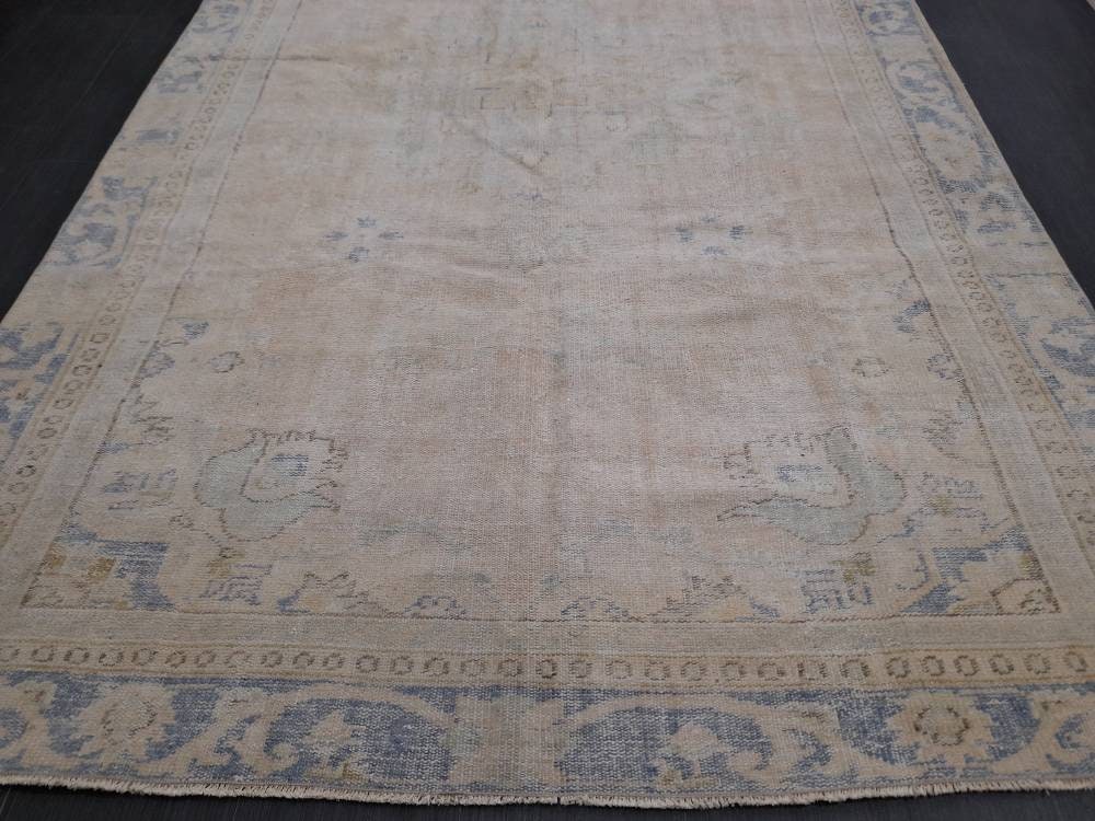 Muted Vintage Turkish Rug 6x10 Muted Vintage Persian Rug Muted Vintage Rug Distressed  Muted Oushak Rug Hand Made Rugs Vintage Turkish Rug
