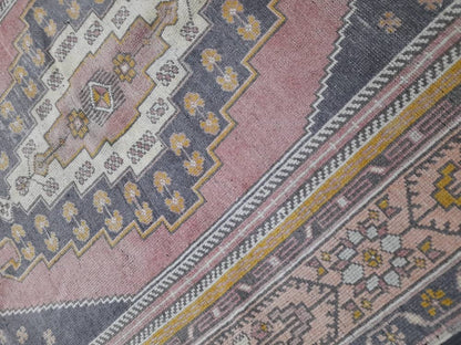 Muted Vintage RUG 4.7 x 9 TURKISH Rug Distressed Vintage  Rug Wool Oushak Rug Large Hand Made Rugs Vintage Turkish Rug Hand Knotted 5x9 Rug