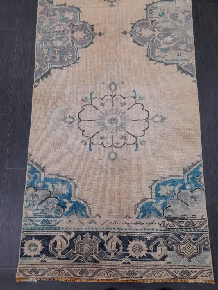 Muted Vintage Oushak Runner Rug 2.8 x 11.3 Muted Turkish Runner Rug XL Vintage Oriental Muted Runner Rug Hallway Runner Soft Wool Runner