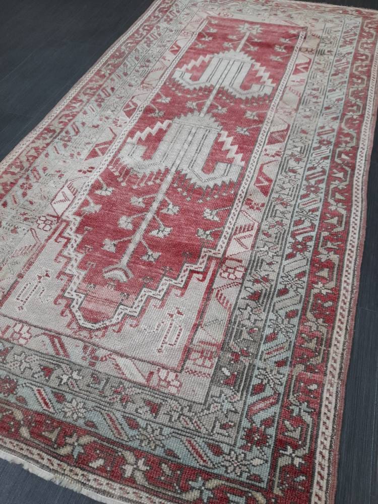 Antique Rug, Hand Made Rug, 3.4 x 6.7 Oushak Rug, Hand Knotted Rug, Bohemian Rug, Turkish Rug, Farmhouse Rug, Vintage Rug, Wool rug