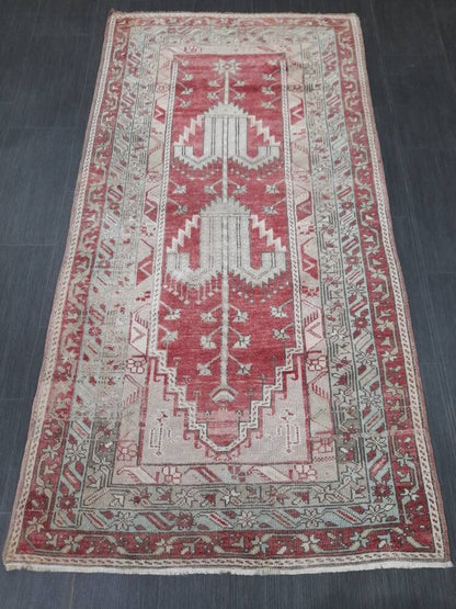 Antique Rug, Hand Made Rug, 3.4 x 6.7 Oushak Rug, Hand Knotted Rug, Bohemian Rug, Turkish Rug, Farmhouse Rug, Vintage Rug, Wool rug