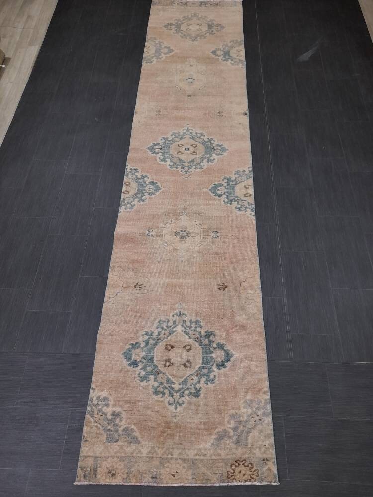 Muted Vintage Runner Rug 2.8 x 13 Muted Hallway Runner Kitchen Runner Rug Muted Staircase Runner Rug Muted Oushak Rug XÄ¹ Turkish Runner Rug