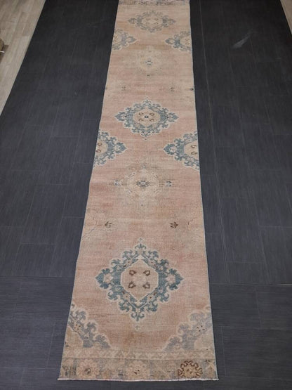 Muted Vintage Runner Rug 2.8 x 13 Muted Hallway Runner Kitchen Runner Rug Muted Staircase Runner Rug Muted Oushak Rug XÄ¹ Turkish Runner Rug