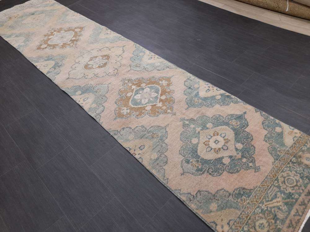 Muted Vintage Runner Rug 2.8 x 12.2 Muted Hallway Runner Kitchen Runner Rug Muted Staircase Runner Rug Muted Oushak Rug XÄ¹ Turkish Runner