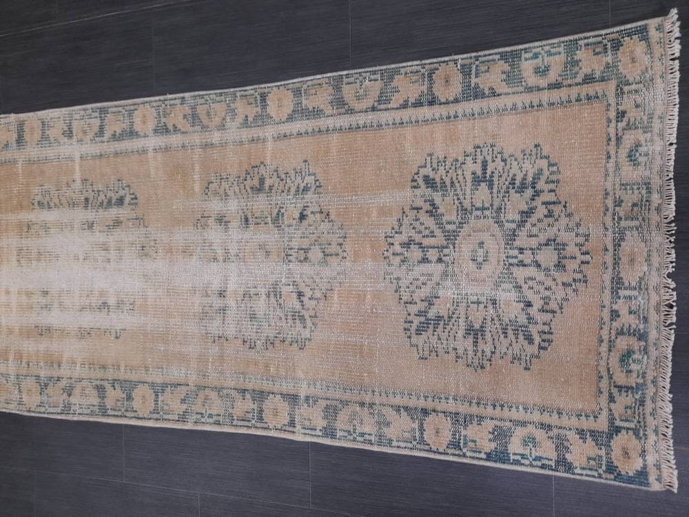 Distressed Antique Runner Rug 2.6 x 10.6 Turkish Runner Rug Vintage Runner Rug Old Hallway Runner Rug Kitchen Runner Rug Wool Runner Rug