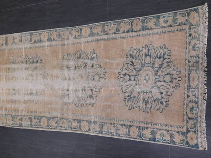 Distressed Antique Runner Rug 2.6 x 10.6 Turkish Runner Rug Vintage Runner Rug Old Hallway Runner Rug Kitchen Runner Rug Wool Runner Rug