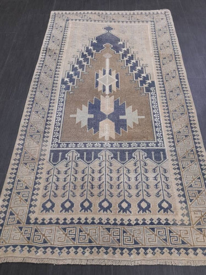 Muted Vintage HandMade Turkish 3.4 x 6.3 Rug Oushak Rug, Rustic Rug, Muted Rug, Vintage Turkish Rug, Farmhouse Rug, Vintage Rug, Wool rug