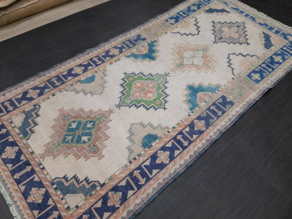 Muted Vintage Runner Rug 5 x 10.4 Turkish Runner Rug Handmade Runner Rug Hallway Runner Kitchen Runner Rug Wool Runner Rug Oriental Runner