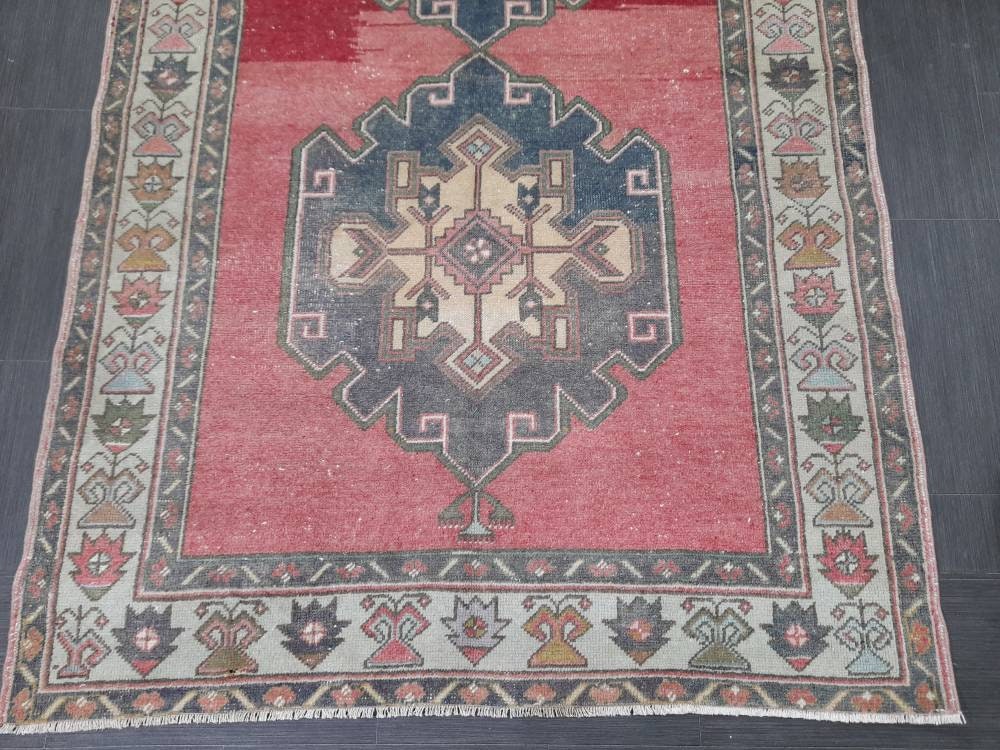 Muted Vintage Runner Rug 4.8 x 11 Oriental Runner Rug muted Turkish Runner Rug Hallway Runner Rug Kitchen Runner Rug Wool Runner Rug