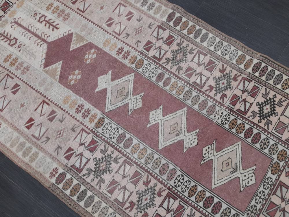 Muted Vintage Rug 3.8 x 6.9 Turkish Vintage Rug Wool Oushak Rug Hand Made Rug Vintage Hand Knotted Rug Turkish Rug Oriental Rug