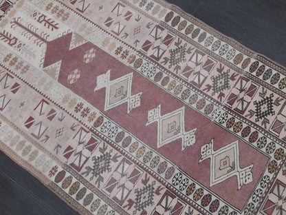 Muted Vintage Rug 3.8 x 6.9 Turkish Vintage Rug Wool Oushak Rug Hand Made Rug Vintage Hand Knotted Rug Turkish Rug Oriental Rug