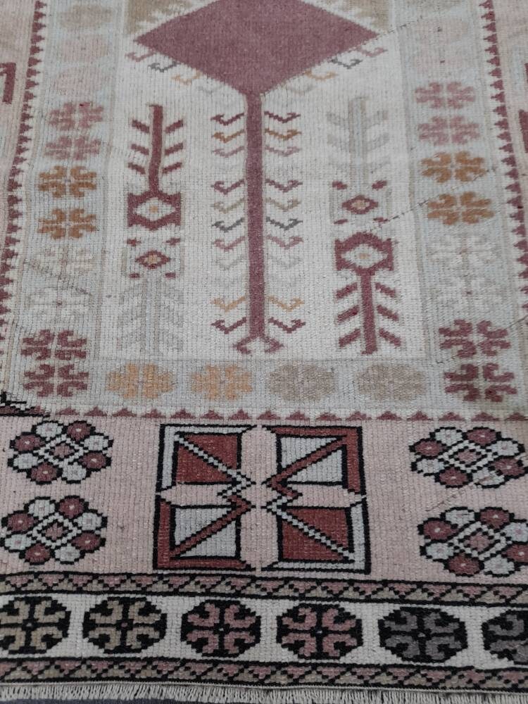 Muted Vintage Rug 3.8 x 6.9 Turkish Vintage Rug Wool Oushak Rug Hand Made Rug Vintage Hand Knotted Rug Turkish Rug Oriental Rug