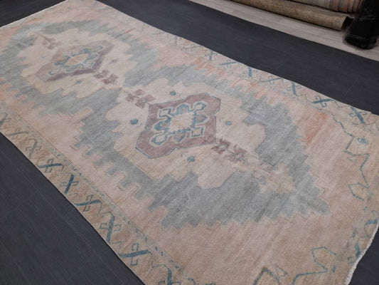 Vintage Wool Rug 5 x 10.8 Turkish Oushak Rug Muted Rug Muted Vintage Turkish Rug  Oriental Rug, Vintage Rug Soft Wool Rug