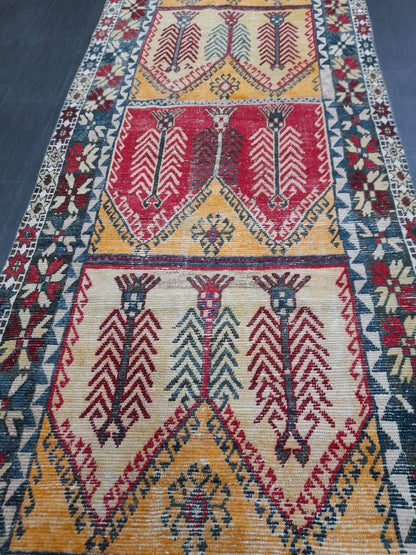 Hand Knotted Runner 4.5 x 12.7 Turkish Runner Rug Vintage Runner Rug Hallway Runner Rug Kitchen Runner Rug Wool Runner Rug Wool Nomad Rug