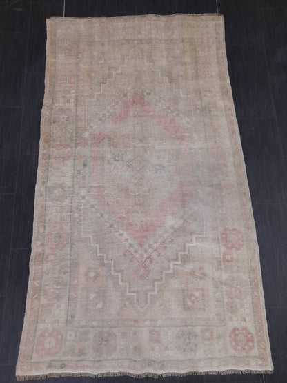 Muted Turkish Muted 3.5 x 6.4 Oriental Rug Large Area Rug Distressed Vintage Rug store Oushak Rug  Muted Rug Hand Knotted Rug