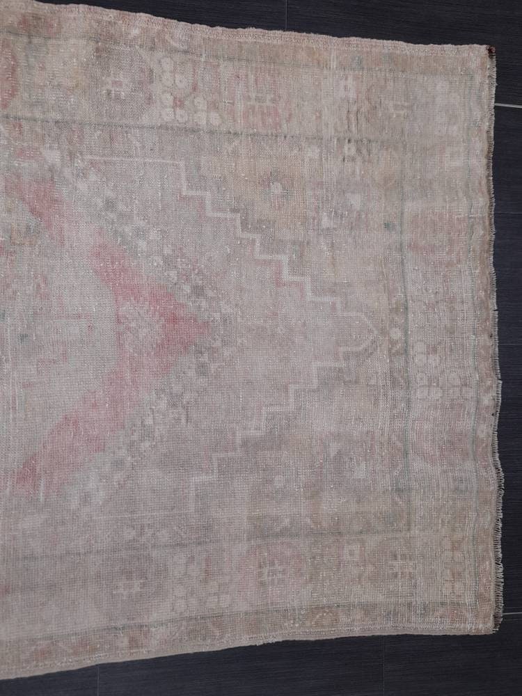 Muted Turkish Muted 3.5 x 6.4 Oriental Rug Large Area Rug Distressed Vintage Rug store Oushak Rug  Muted Rug Hand Knotted Rug