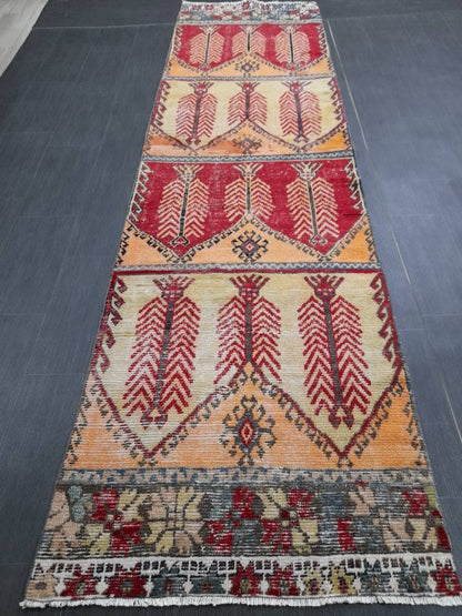 3 x 11.5 Oushak Runner Rug Turkish Runner Rug Nomad Muted Vintage Runner Rug Hallway Runner Rug Kitchen Runner Rug Wool Staircase Runner Rug