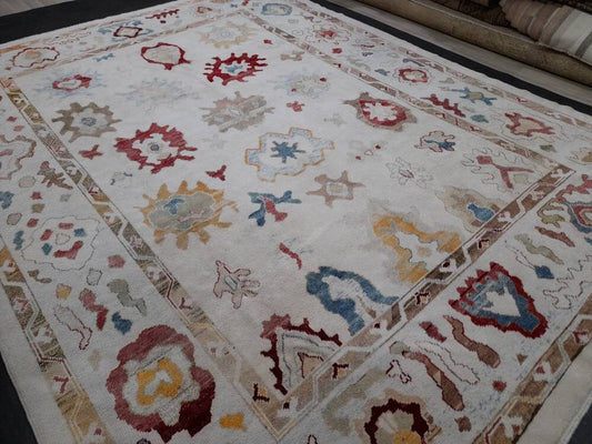 9x12 OUSHAK RUG Authentic TURKISH Oushak Rug Vintage Oushak Rug Wool Oriental Rug Hand Made Rug Hand Knotted Rug Made In Turkey Natural Dyes