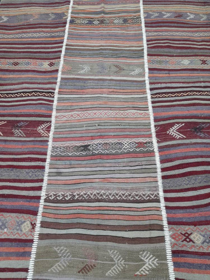 6x10 Vintage Rug Oriental Wool Rug Vintage Flat woven Rug Flatweave Carpet , Stripped Rug Handmade Boho Rug Farmhouse Rug Turkish Kilim Rug