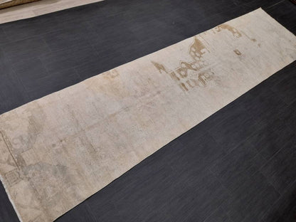 Muted Vintage Runner Rug 2.9 x 11.8 Muted Abstract Turkish Runner Rug XL Vintage Oriental Muted Runner Rug Hallway Runner Soft Wool Runner