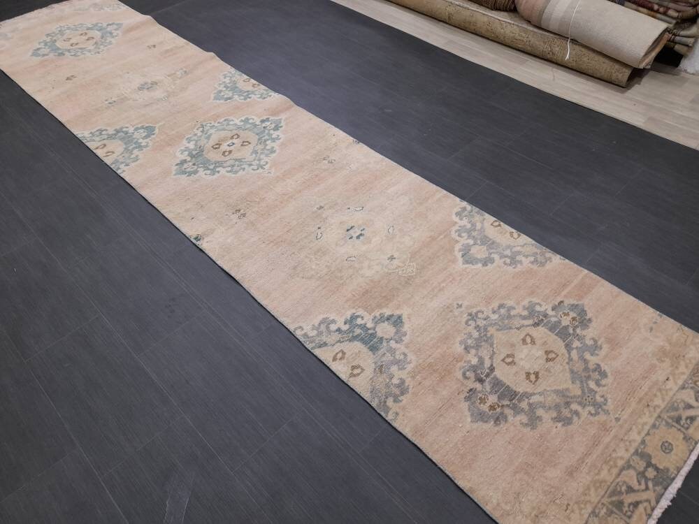 Muted Vintage Runner Rug 2.8 x 13 Muted Hallway Runner Kitchen Runner Rug Muted Staircase Runner Rug Muted Oushak Rug XÄ¹ Turkish Runner Rug