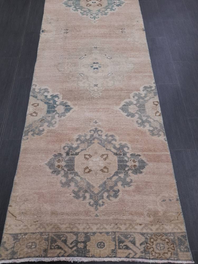 Muted Vintage Runner Rug 2.8 x 13 Muted Hallway Runner Kitchen Runner Rug Muted Staircase Runner Rug Muted Oushak Rug XÄ¹ Turkish Runner Rug