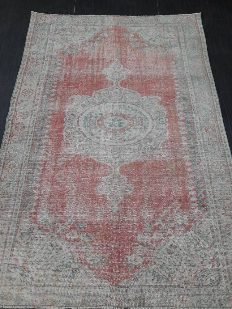 OUSHAK RUG TURKISH 6x9 Rug Vintage Rug Vintage Oriental Rug Wool Hand Knotted Rug Hand Made Rugs Antique Turkish Rug 6.2 x 9.1 Rug
