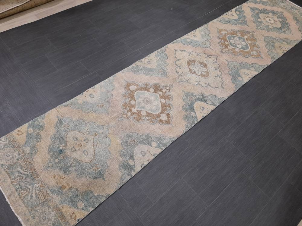 Muted Vintage Runner Rug 2.8 x 12.2 Muted Hallway Runner Kitchen Runner Rug Muted Staircase Runner Rug Muted Oushak Rug XÄ¹ Turkish Runner