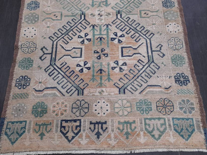 Vintage RUG TURKISH 4.3 x 6.8 Rug Vintage Oushak Rug Vintage Oriental Rug Wool Hand Knotted Rug Hand Made Rugs Antique Turkish Rug