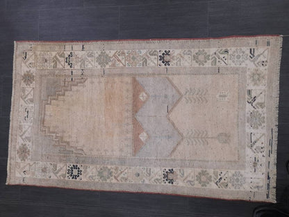 Muted Vintage Floral Rug 2.8 x 5 VINTAGE Muted Rug Oushak Rug Wool OrientaRugs Hand Made Rug Persian Rug  Vintage Turkish Rug Farmhouse Rug