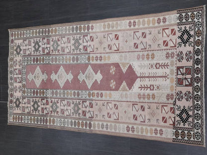 Muted Vintage Rug 3.8 x 6.9 Turkish Vintage Rug Wool Oushak Rug Hand Made Rug Vintage Hand Knotted Rug Turkish Rug Oriental Rug