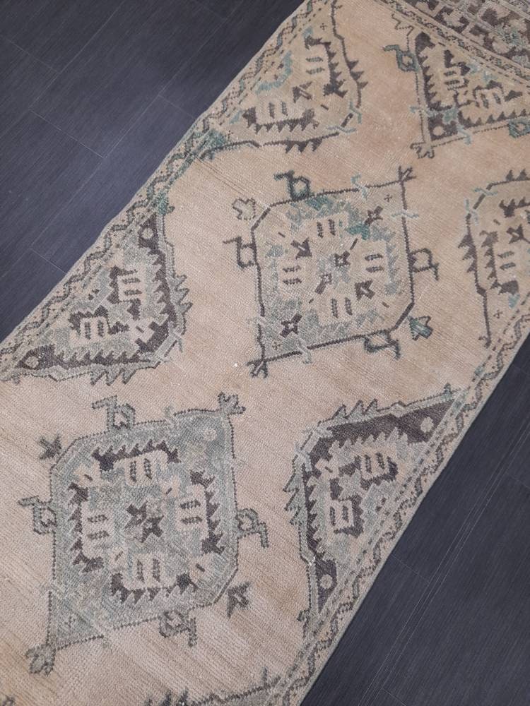 Vintage Runner 3 x 10.8 Rug Muted TURKISH Muted Runner Rug Vintage Oushak Runner Rug Vintage Runner Rug Wool Oriental Runner Handmade Runner